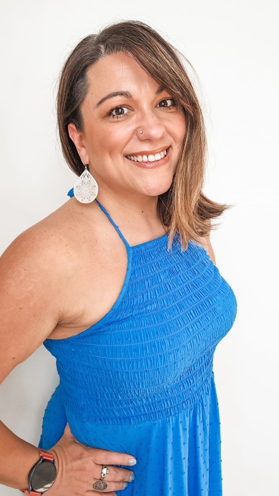 Niki Lamie at 150 lbs during her GLP-1 weight loss journey with Ellie MD seeing results in clothing and photos.