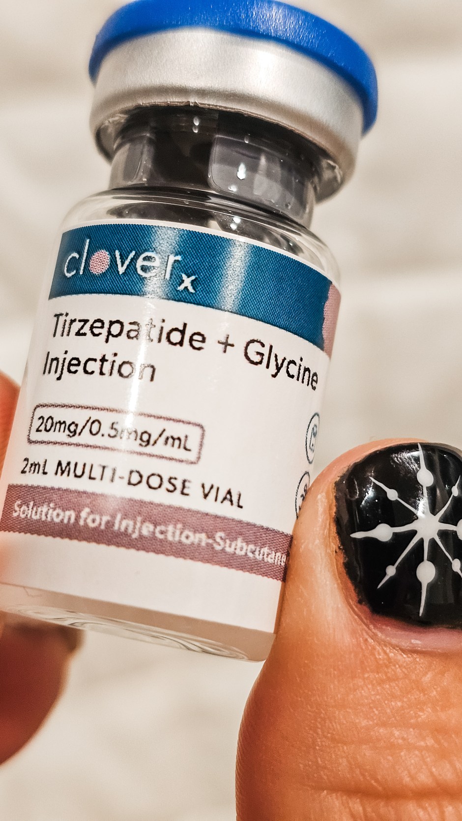 Compounded tirzepatide and glycine injection vial labeled for subcutaneous use